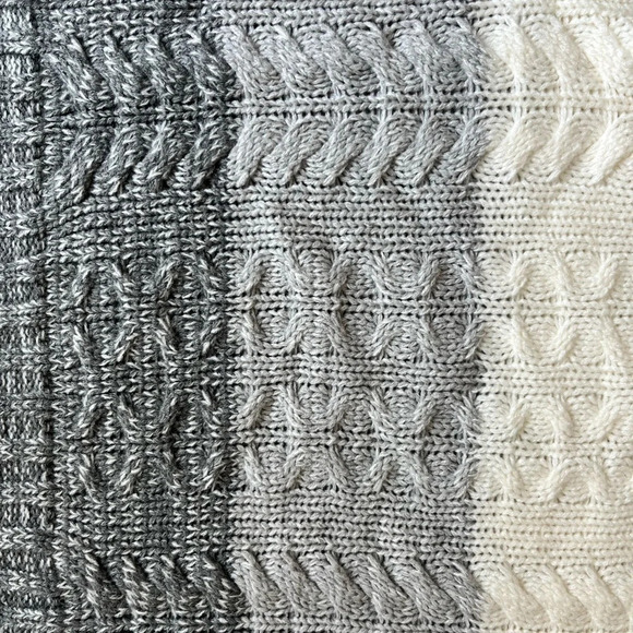 New New York & Co Cable Knit Gray/Ivory Infinity Scarf - Picture 2 of 4
